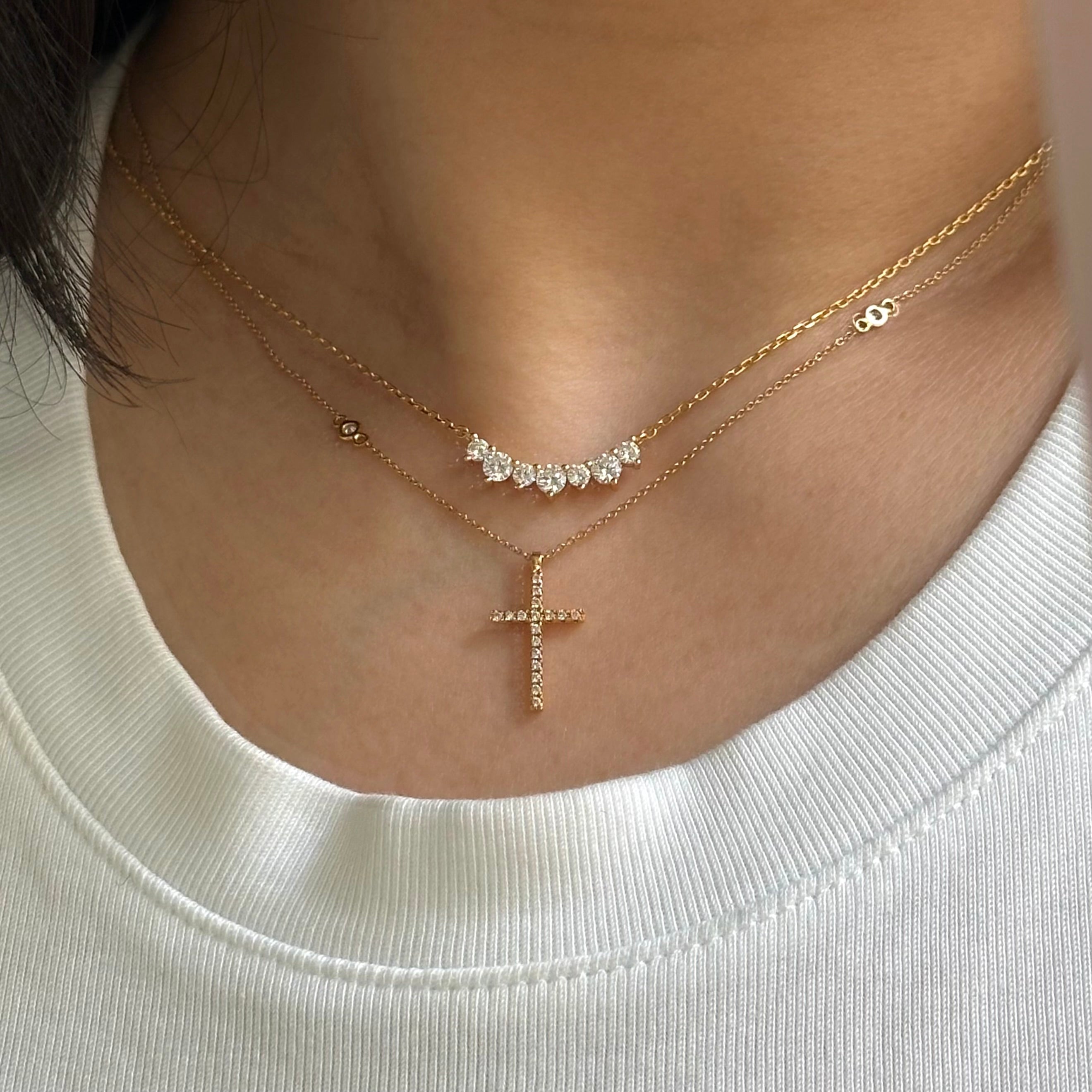 Seven Stone Cluster Necklace