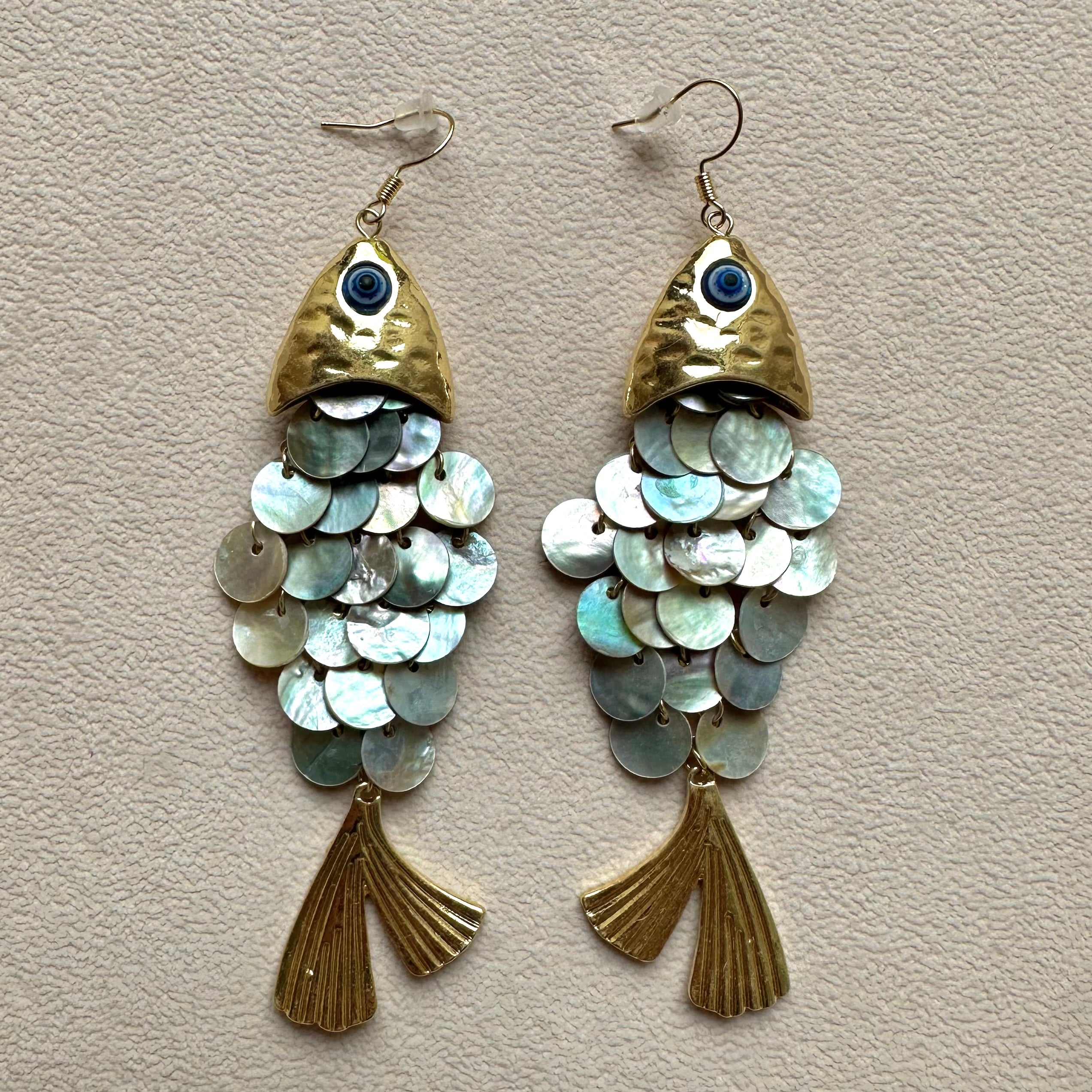 Boho Fish Shell Tassel Earrings