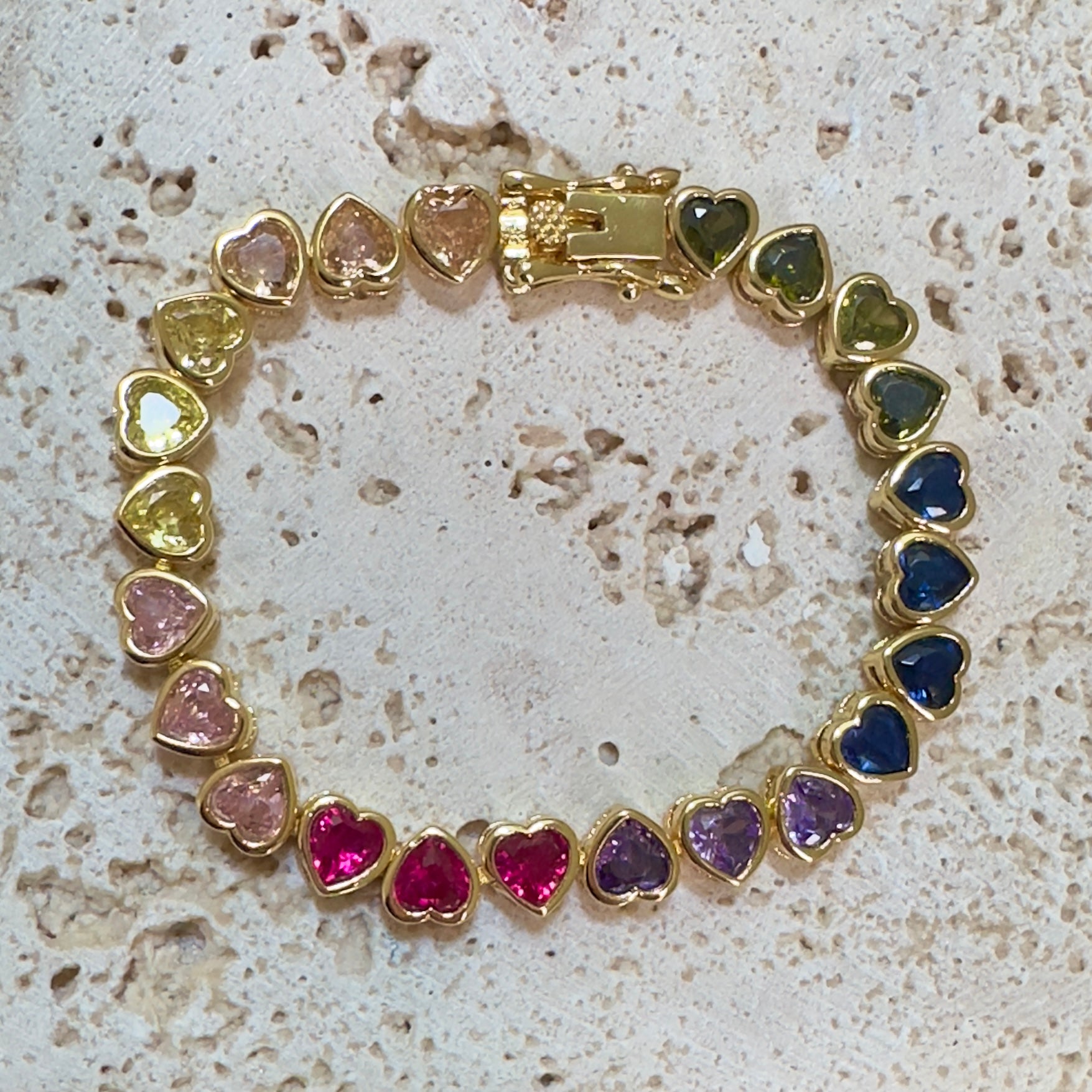 Rainbow Hearts Tennis Bracelet
