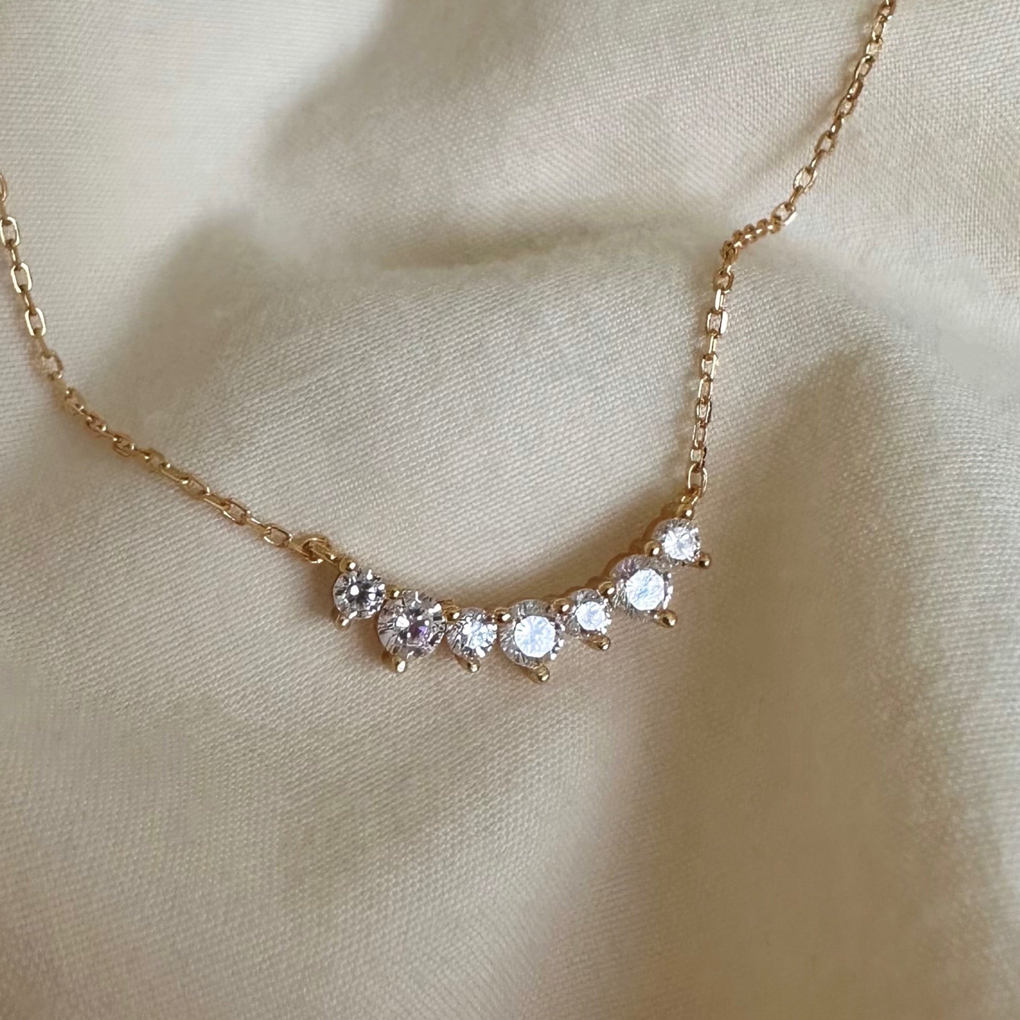 Seven Stone Cluster Necklace