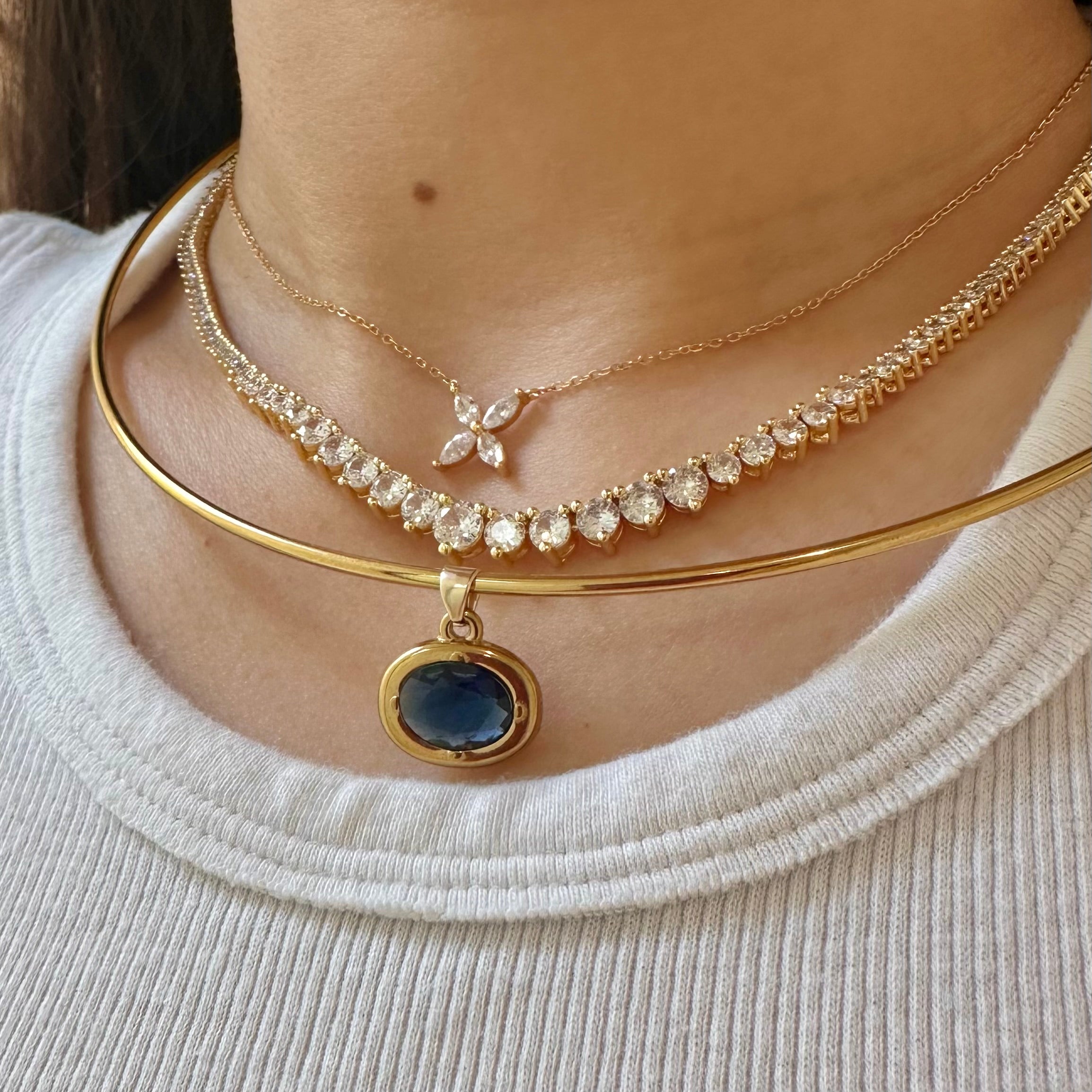 Oval Birthstone Collar Necklace