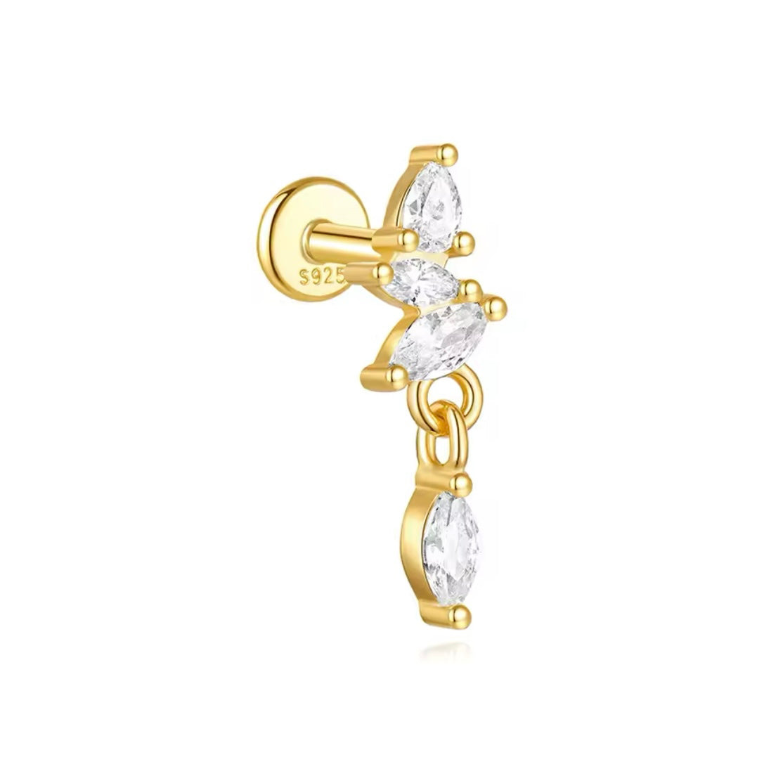 Golden crystal flatback studs