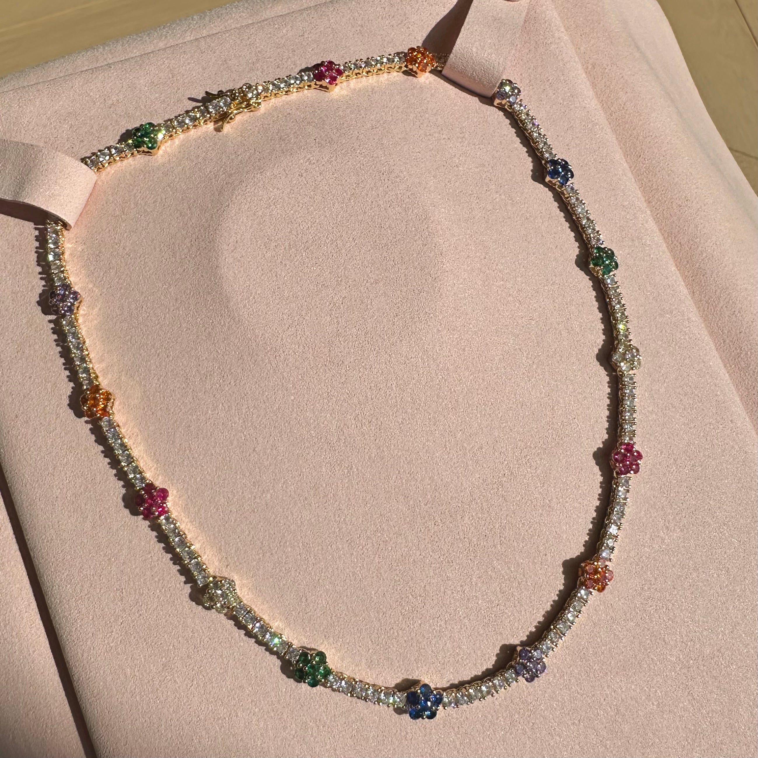 Multicolor Flower Tennis Necklace