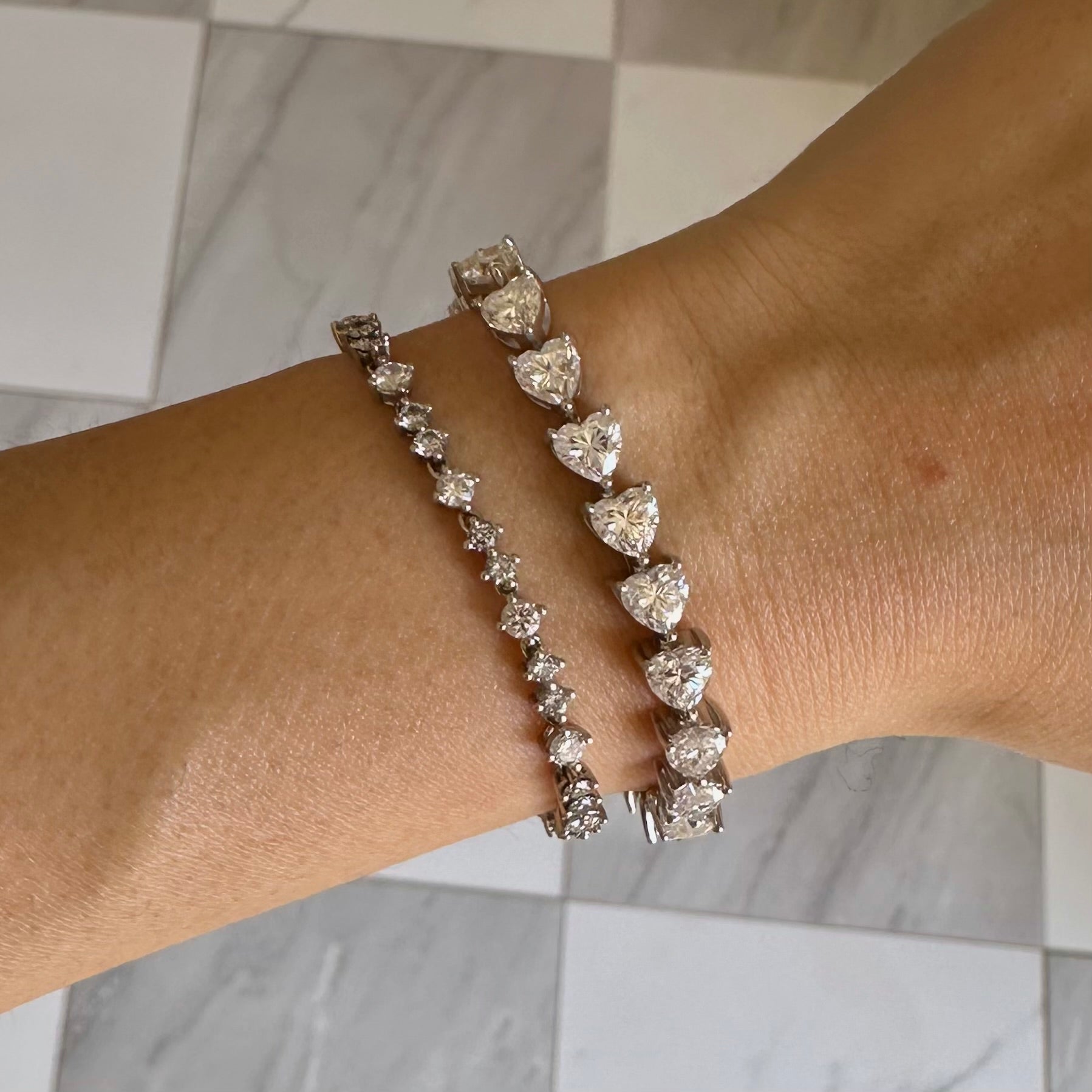 Heart Moissanite Tennis Bracelet | 925 Silver