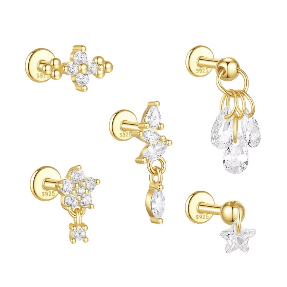 Golden crystal flatback studs