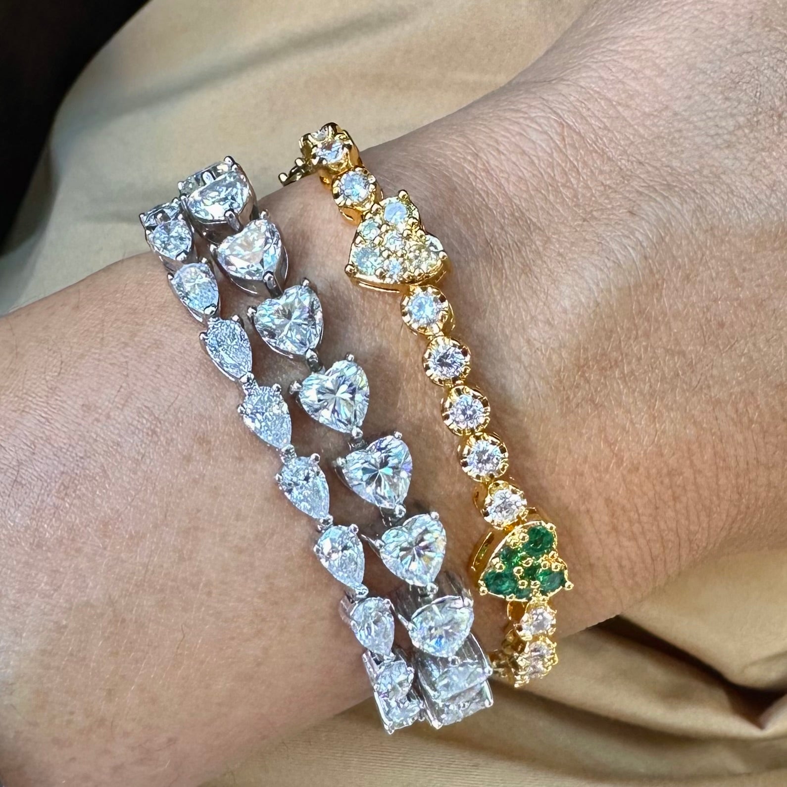 Radiant Rainbow Heart Tennis Bracelet