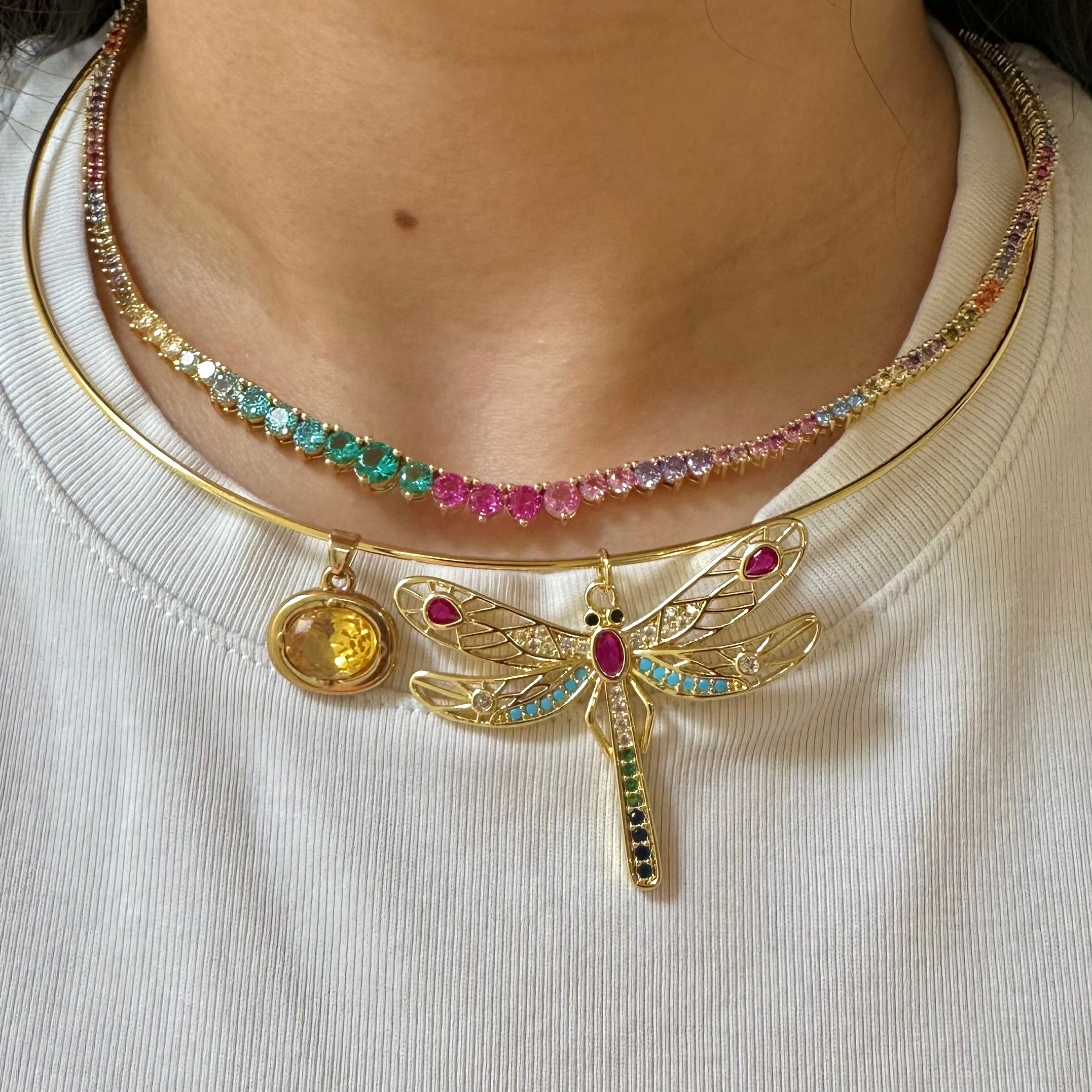 Oval Birthstone Collar Necklace