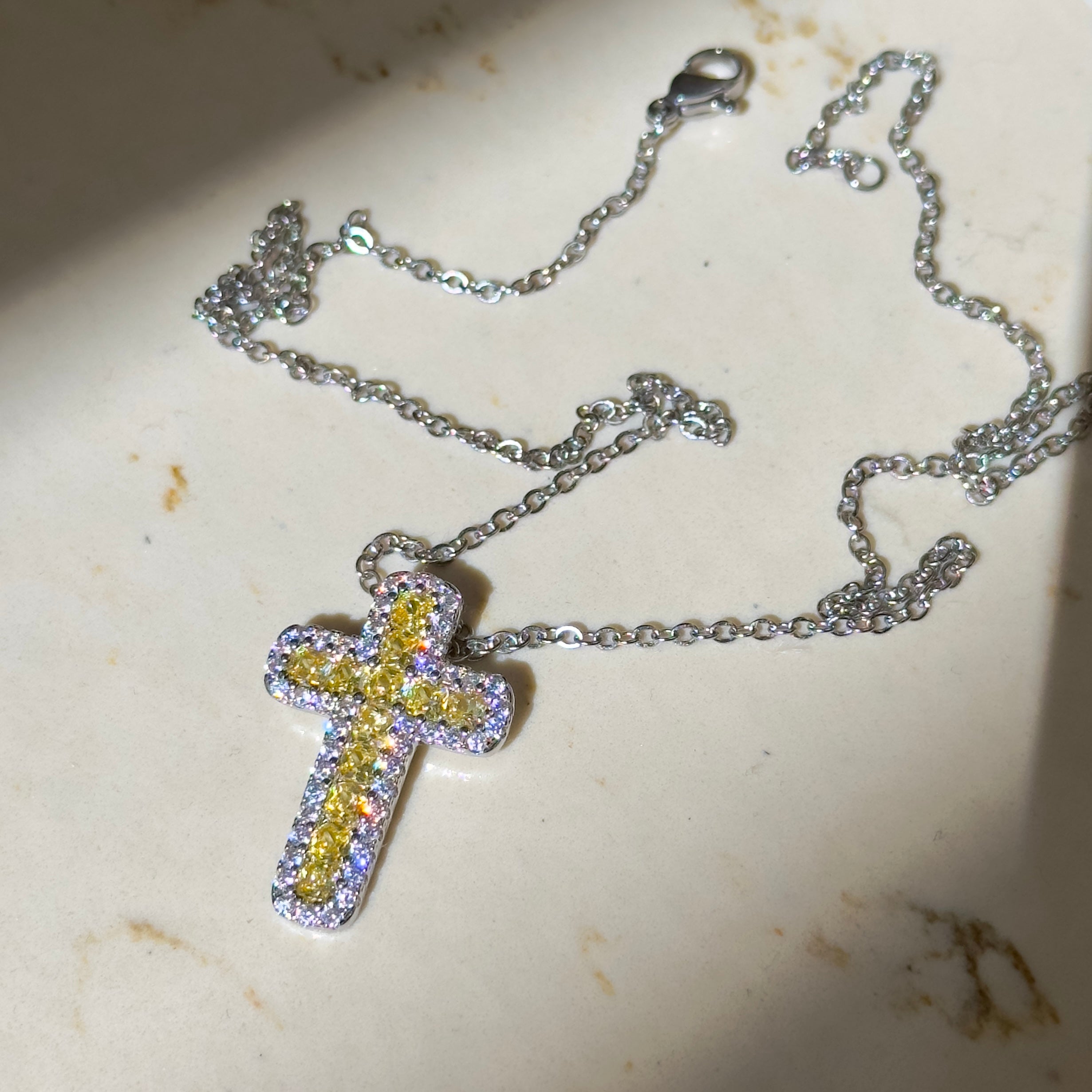 Triple A crystal cross necklace