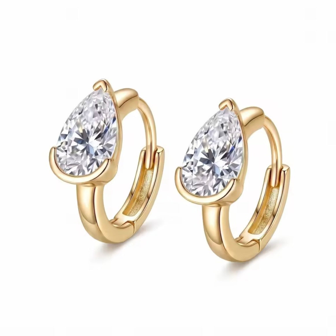 1CT-2CT PEAR MOISSANITE HUGGIE | 925 STERLING SILVER