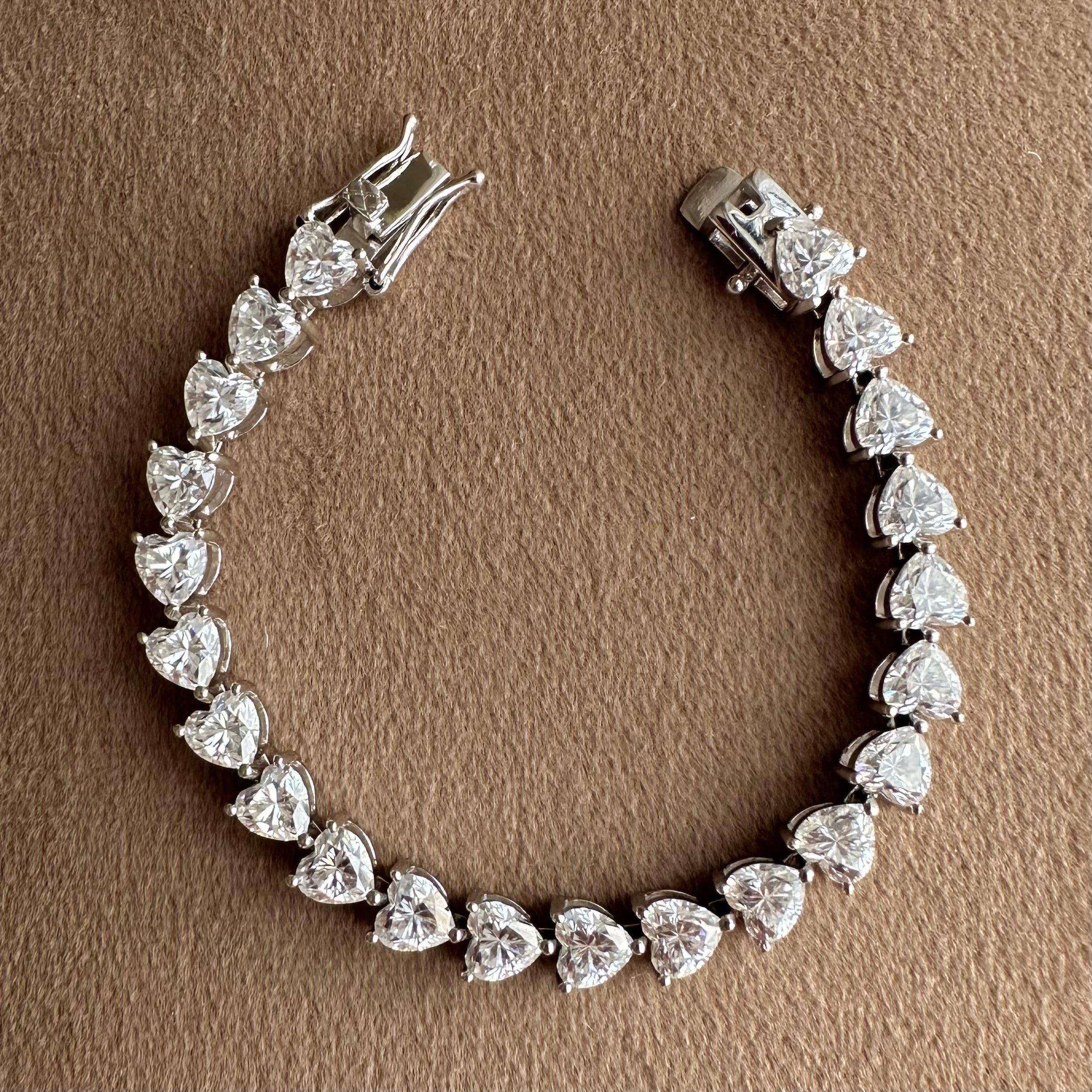 Heart Moissanite Tennis Bracelet | 925 Silver