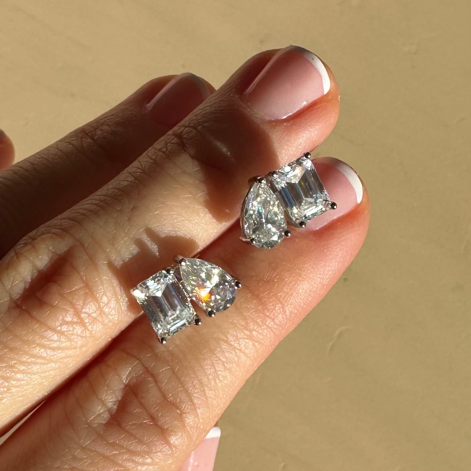 TOI ET MOI | EMERALD & PEAR CUT MOISSANITE EARRINGS | 925 SILVER