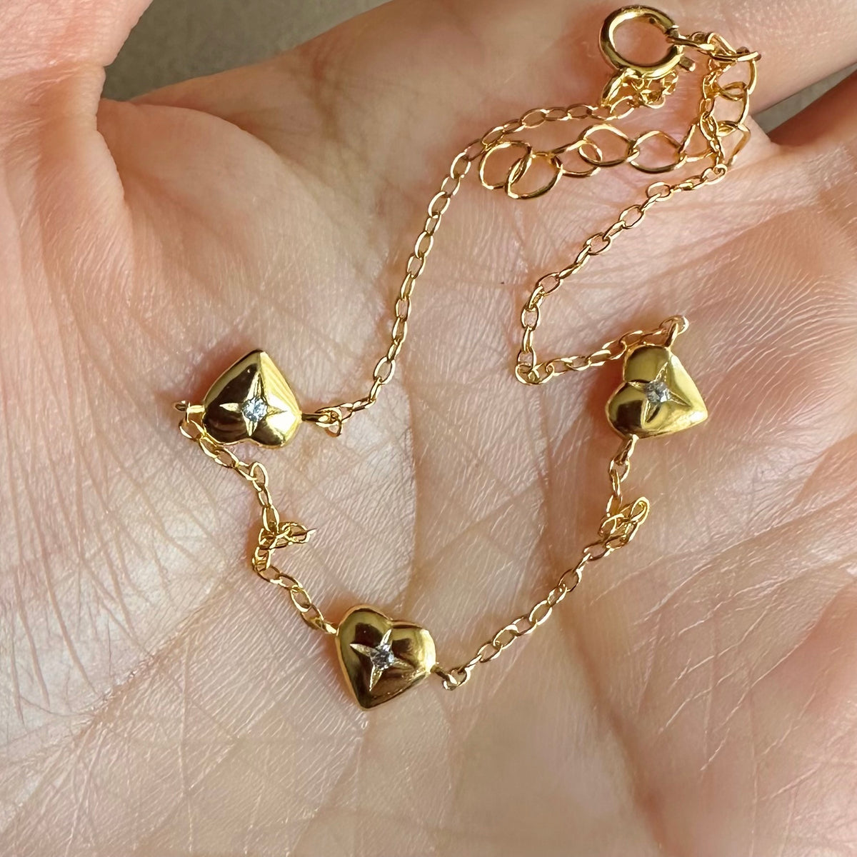 Tiny Trio Heart Bracelet