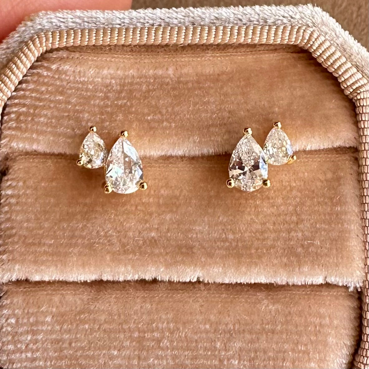 Double Pear Stud Earrings