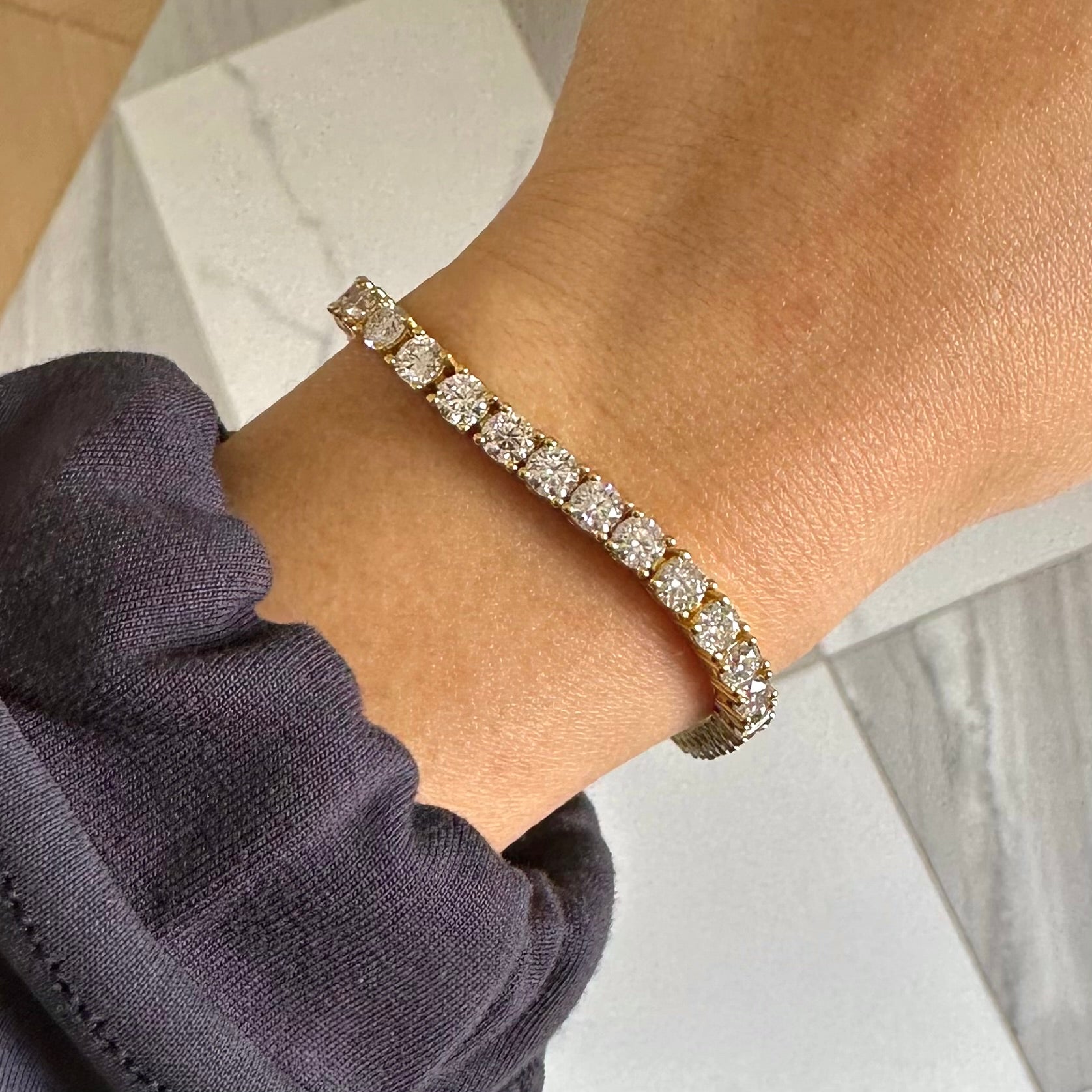 4mm moissanite tennis bracelet | 925 Silver + 18k Gold