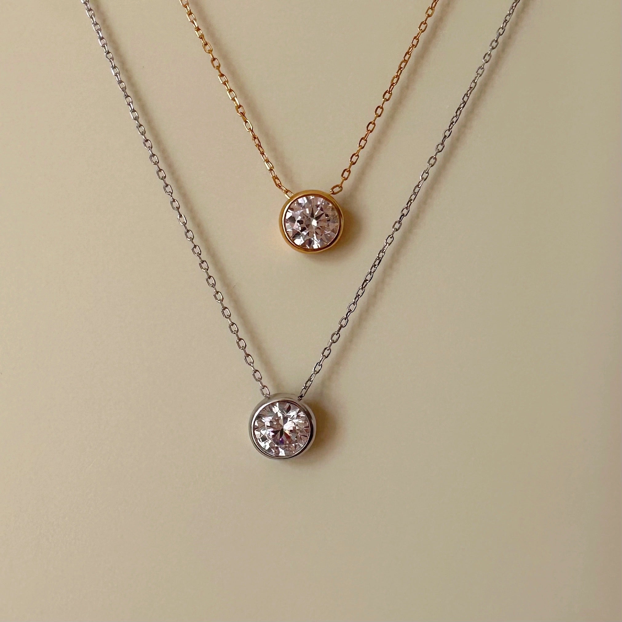 Bezel Round Pendant Necklace