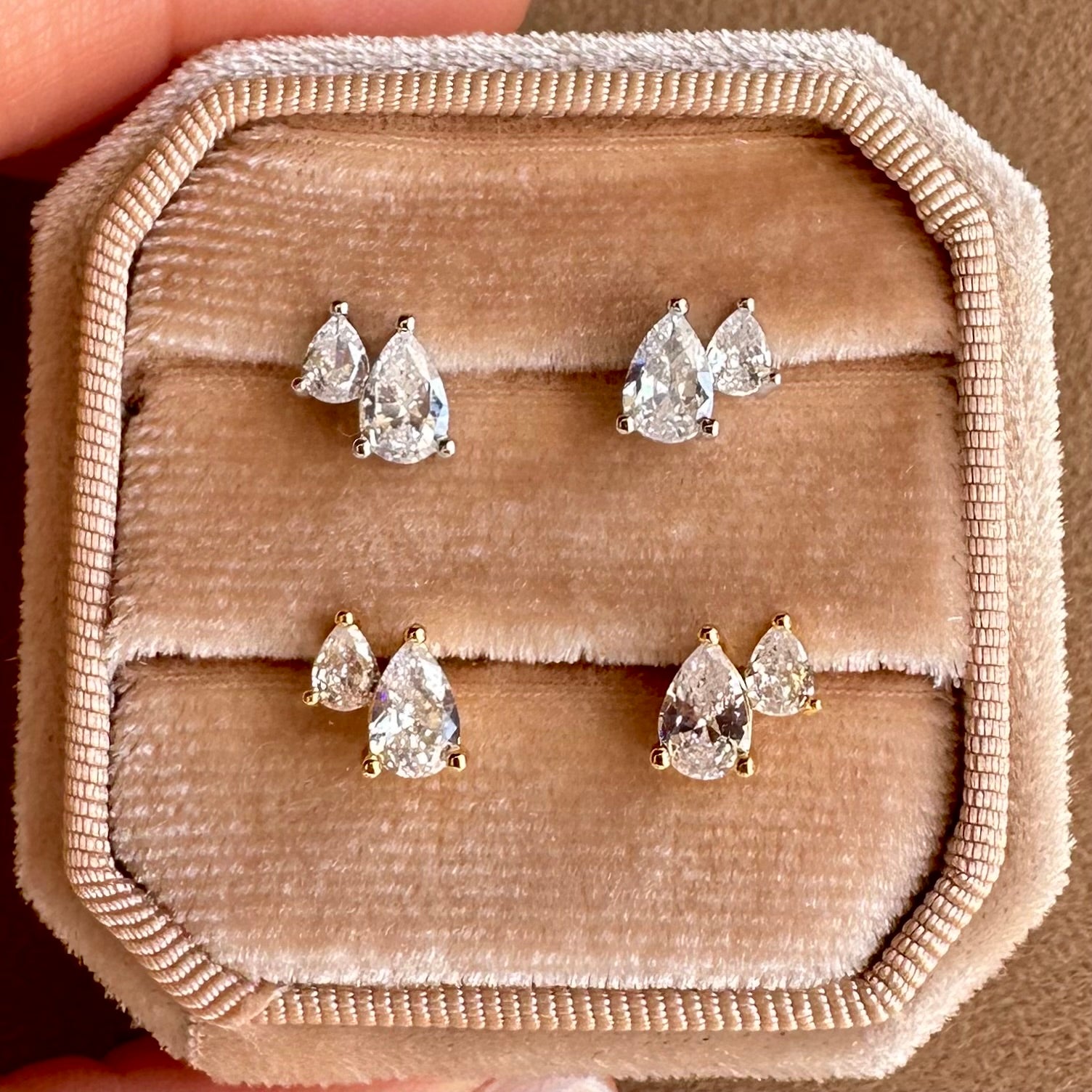 Double Pear Stud Earrings