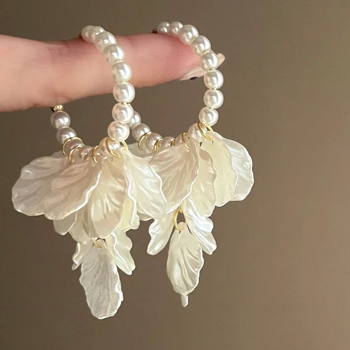 Pearl Petal Drop Earrings