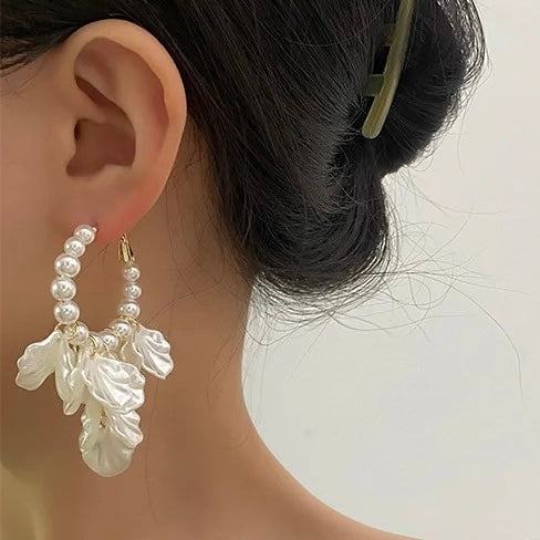 Pearl Petal Drop Earrings