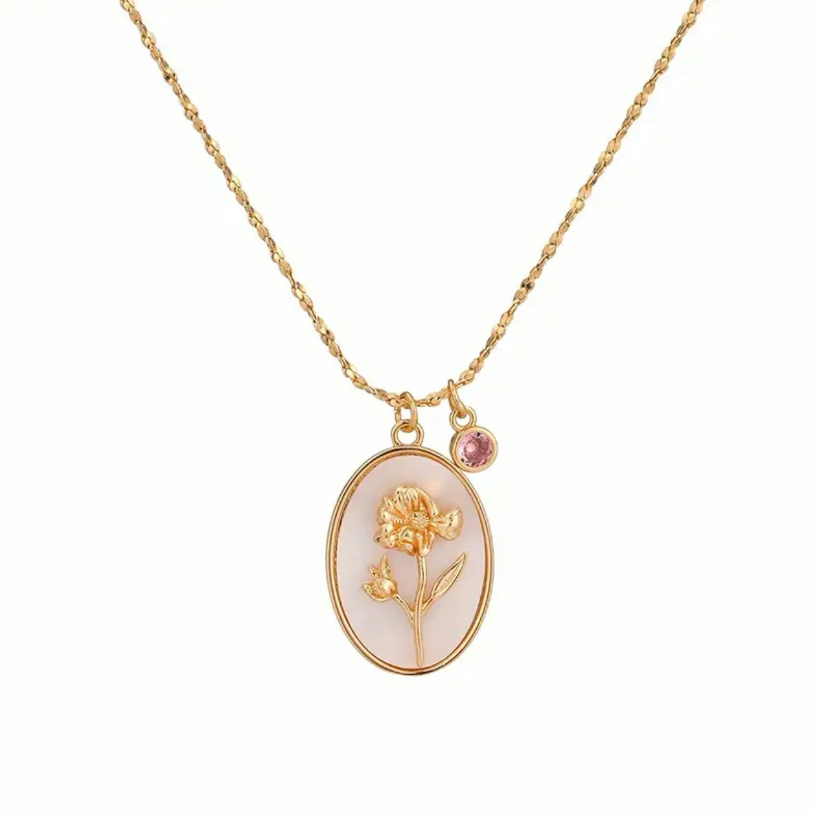 Birth Floral Pearl Necklace