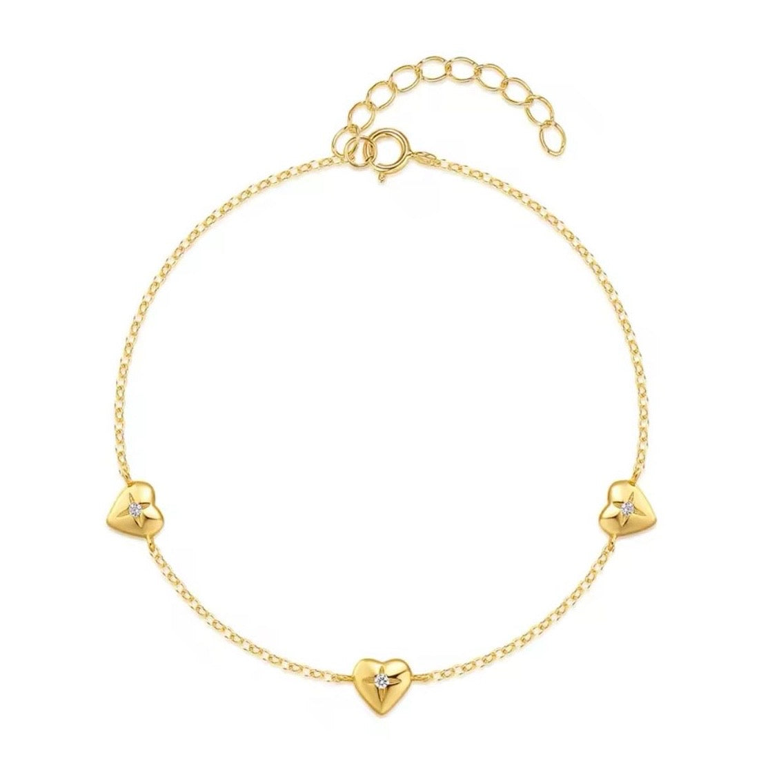 Tiny Trio Heart Bracelet
