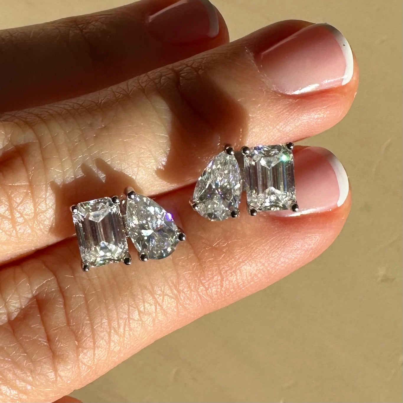 TOI ET MOI | EMERALD & PEAR CUT MOISSANITE EARRINGS | 925 SILVER