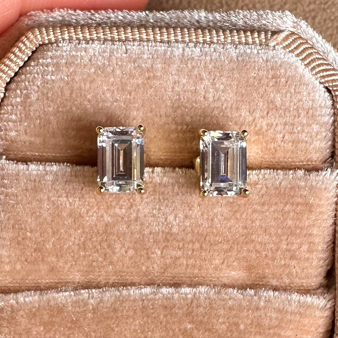 Emerald Cut Stud Earrings
