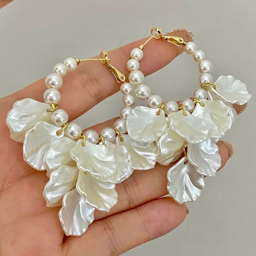 Pearl Petal Drop Earrings