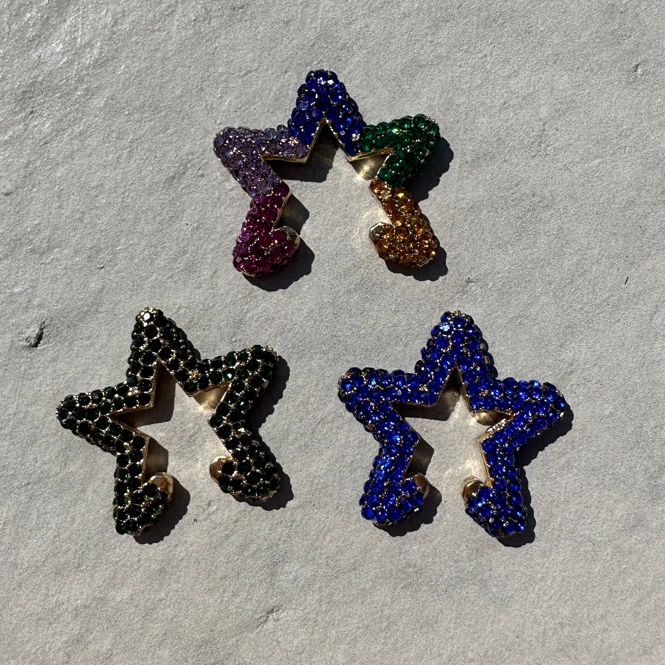 ★SENTIMENTS★ NO.557 [BLACK] STAR CUBIC SPRING EARCUFF Large Star Ear Cuffs