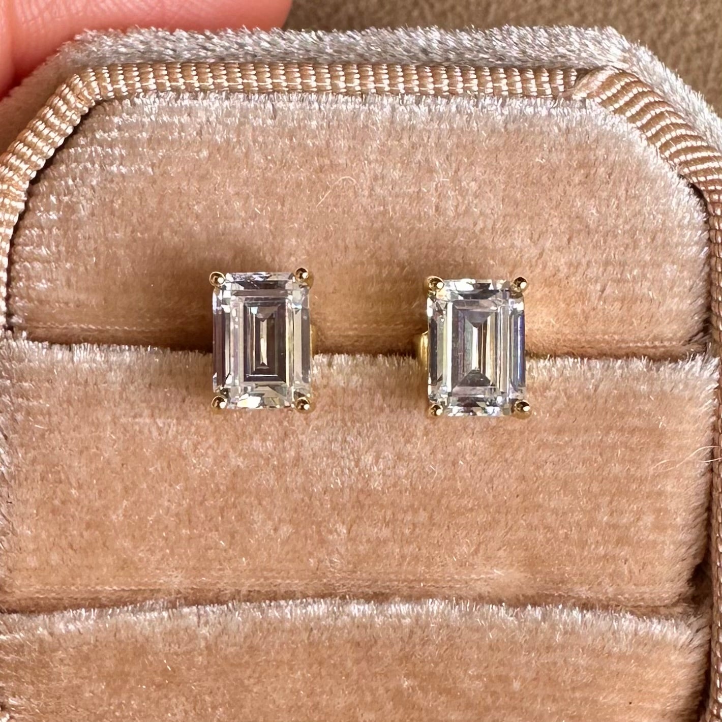 Emerald Cut Stud Earrings