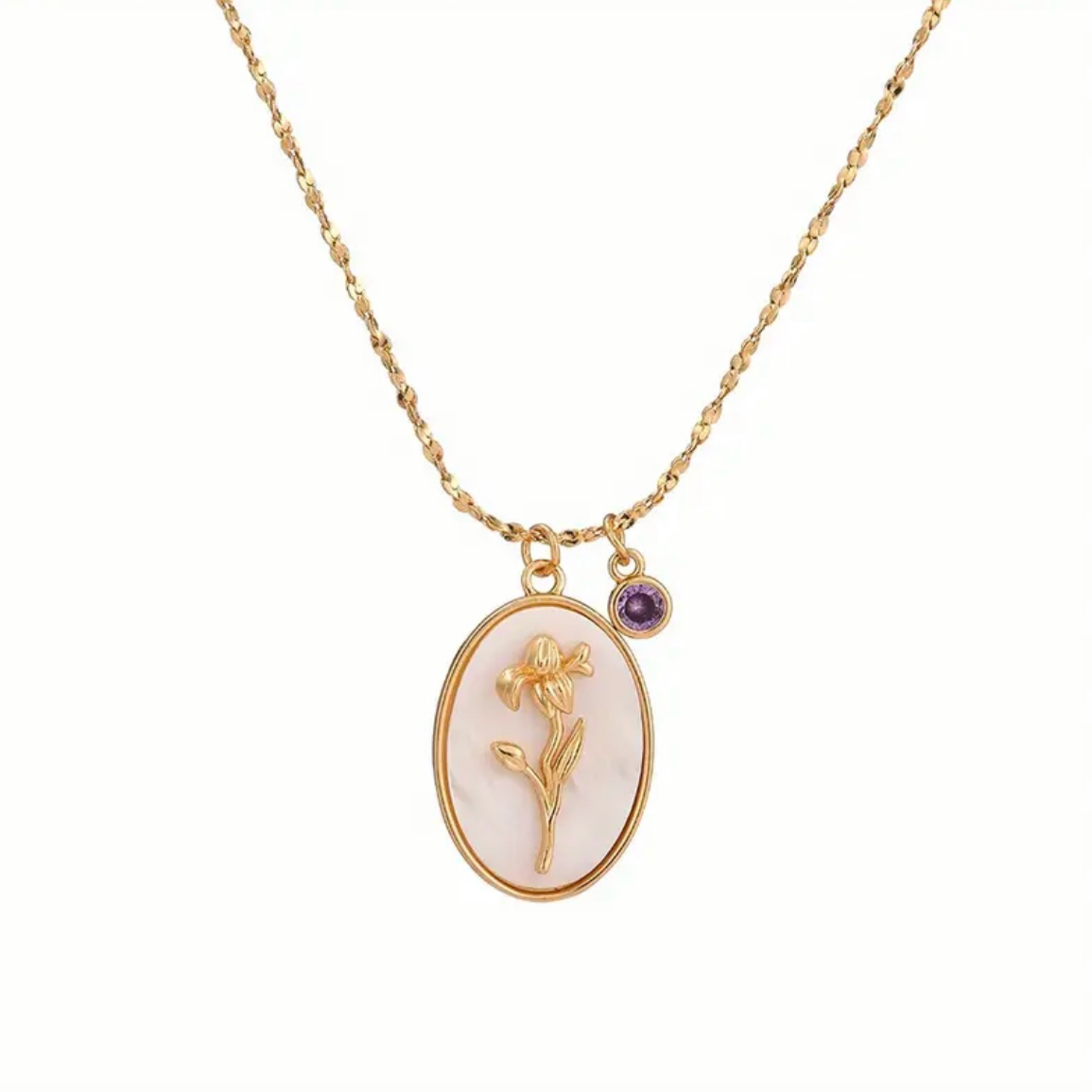 Birth Floral Pearl Necklace