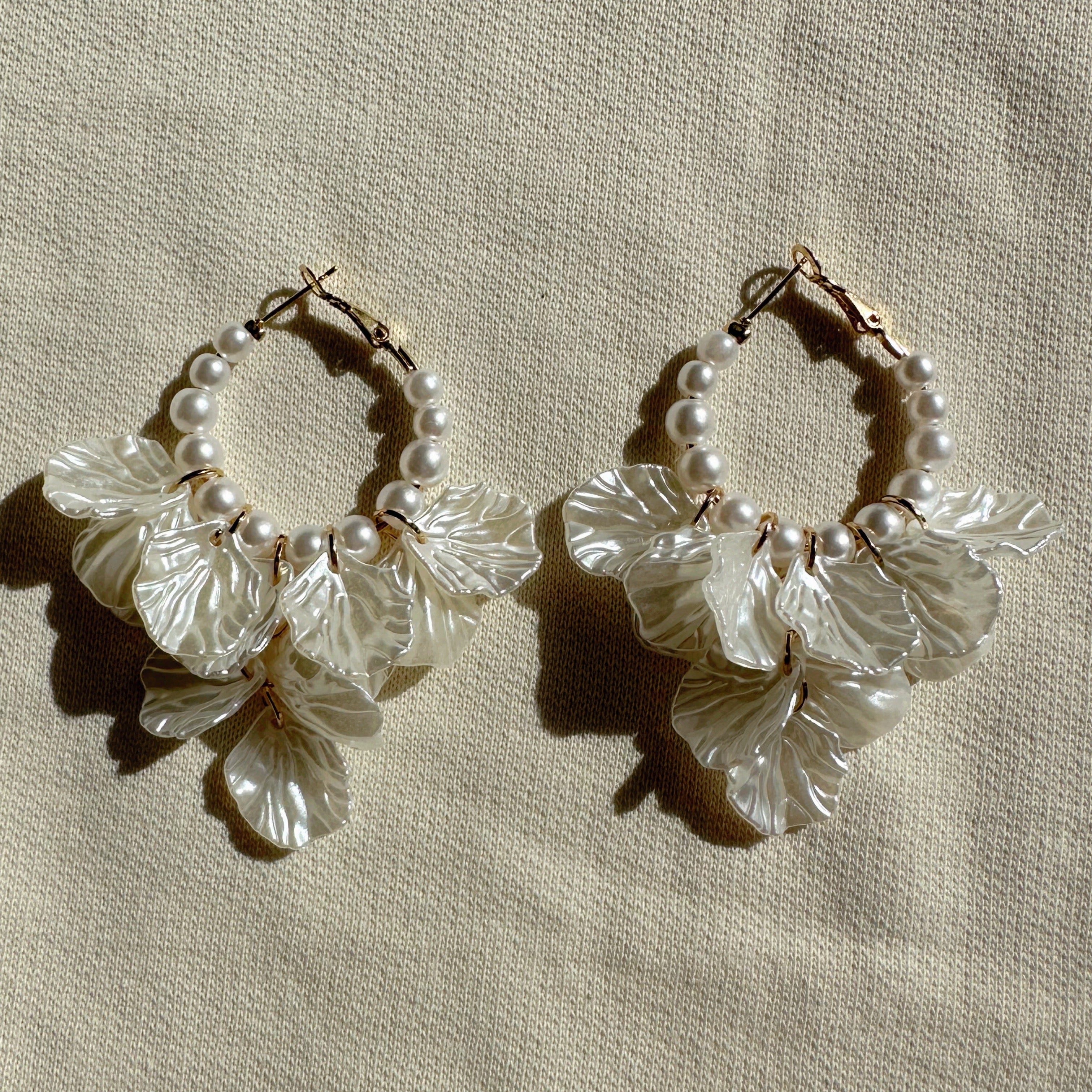 Pearl Petal Drop Earrings