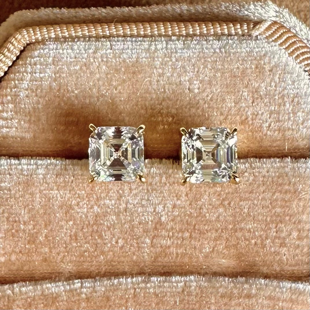 Asscher Cut Stud Earrings
