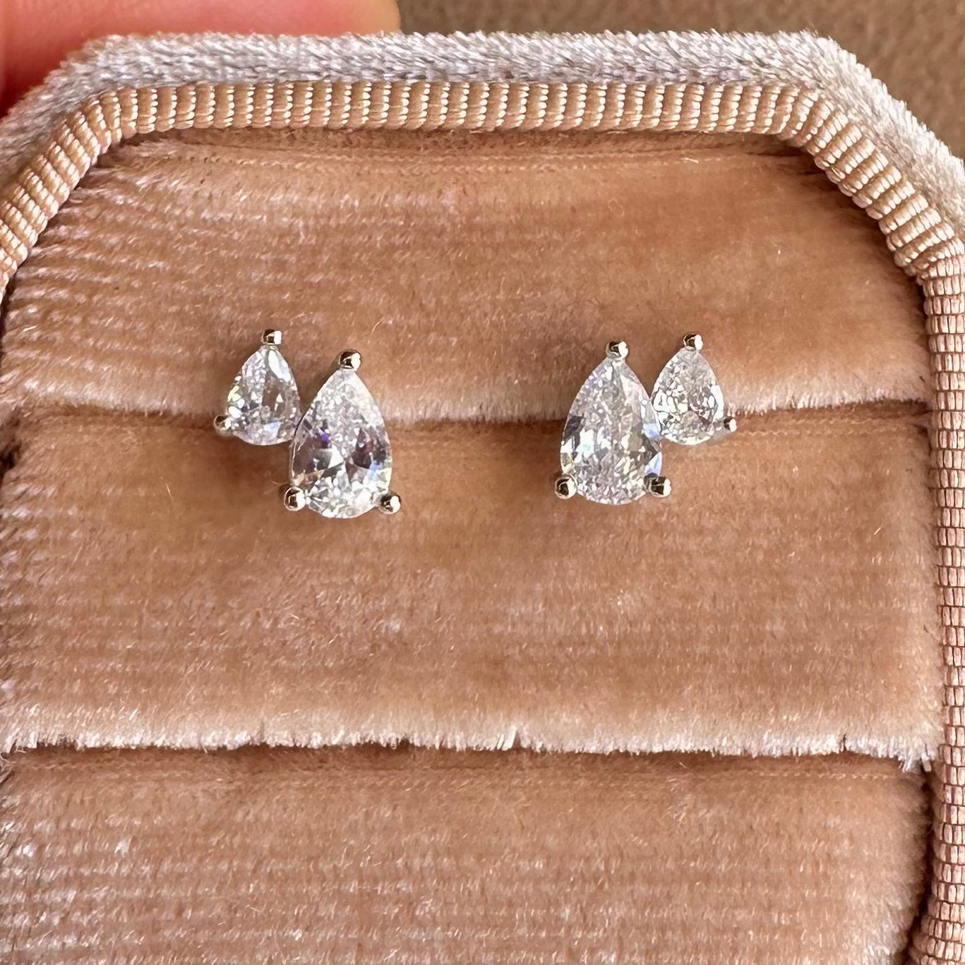 Double Pear Stud Earrings