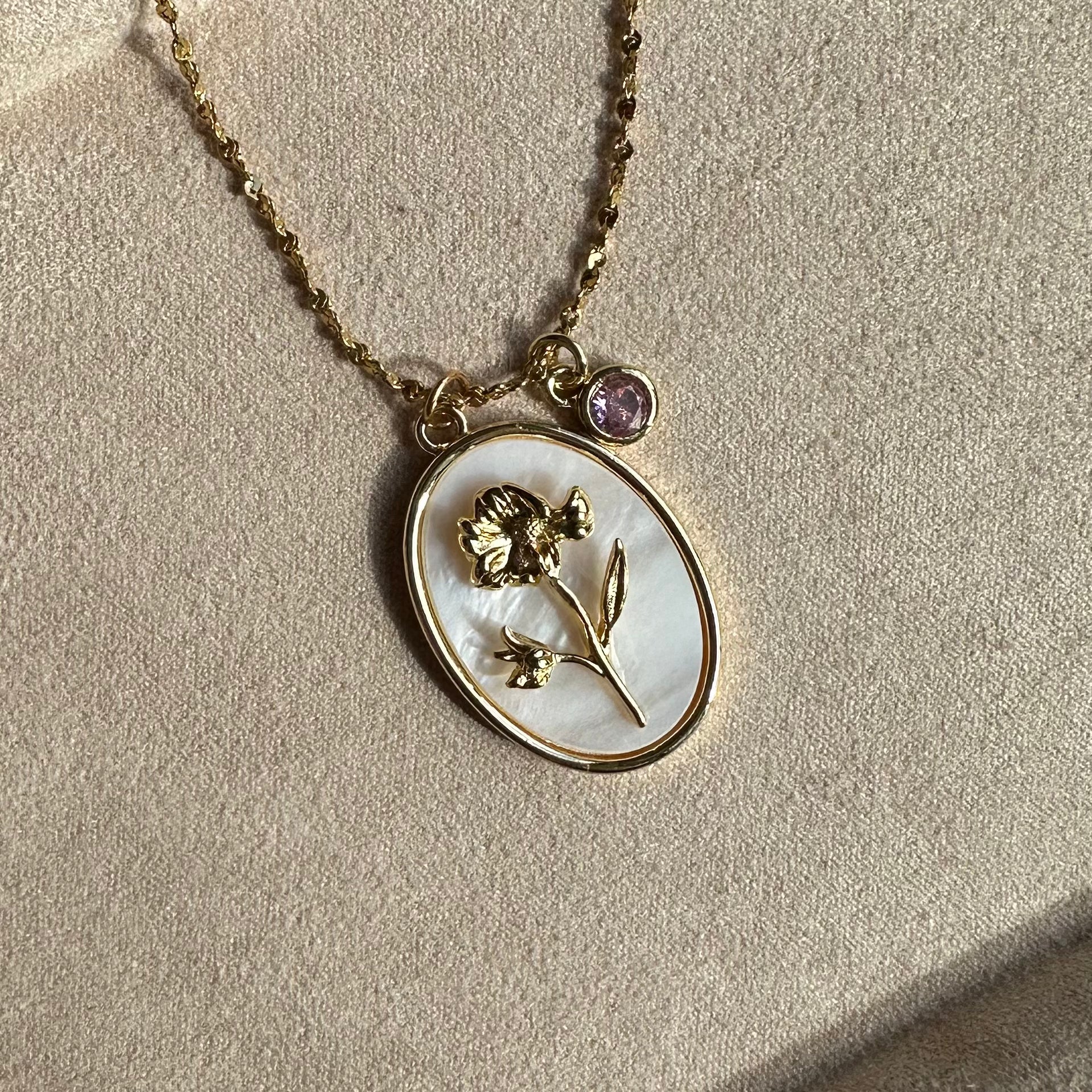 Birth Floral Pearl Necklace