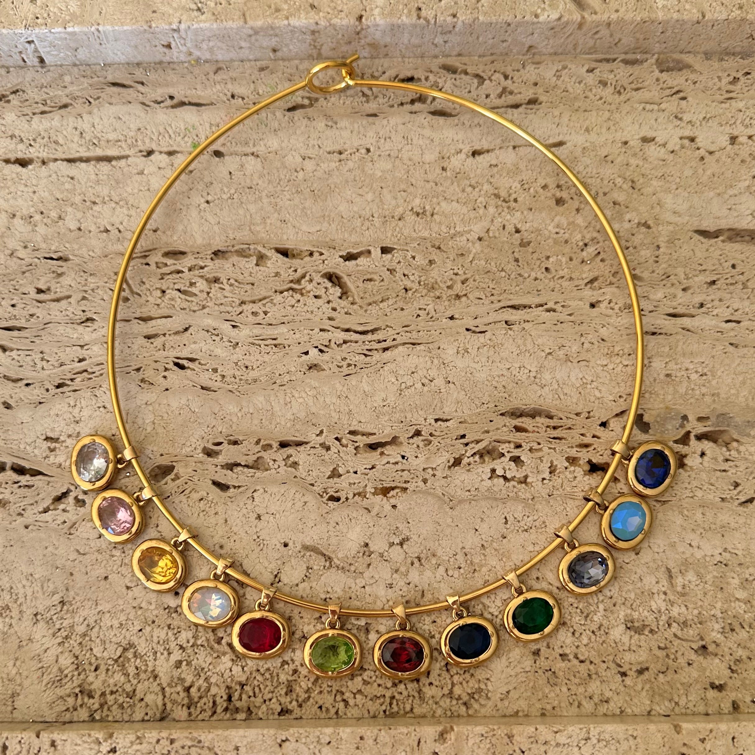 Oval Birthstone Collar Necklace