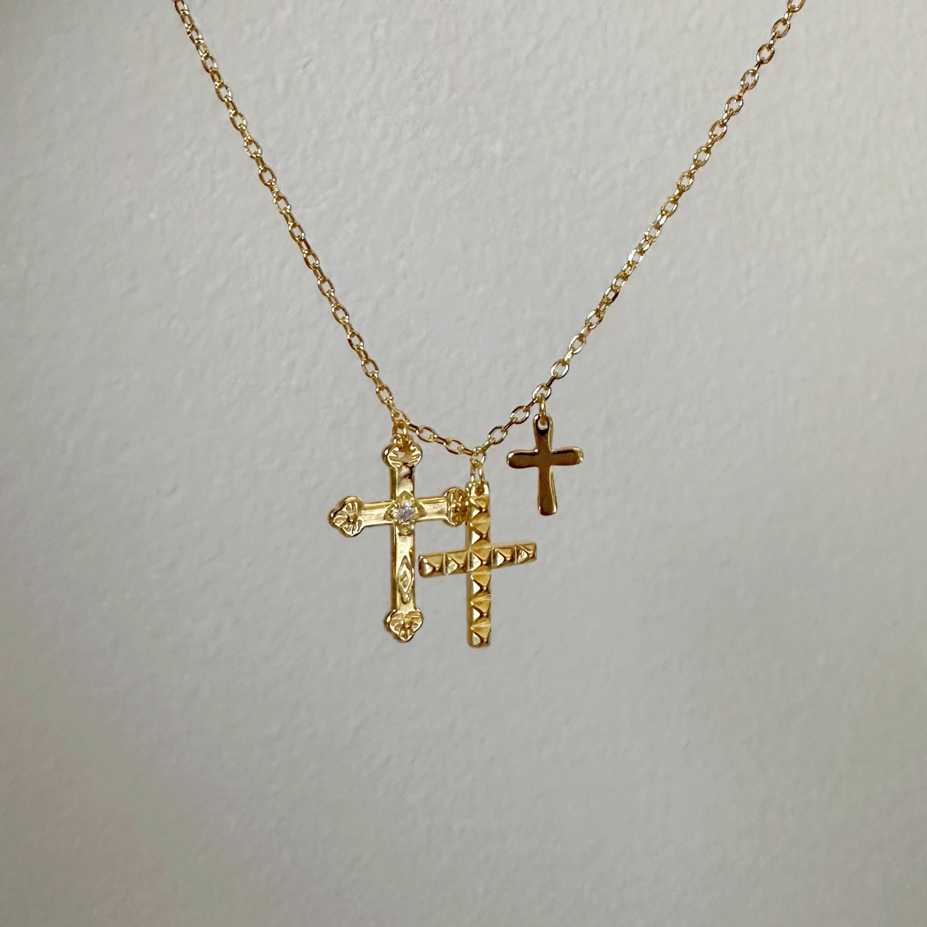 Trio Cross Necklace