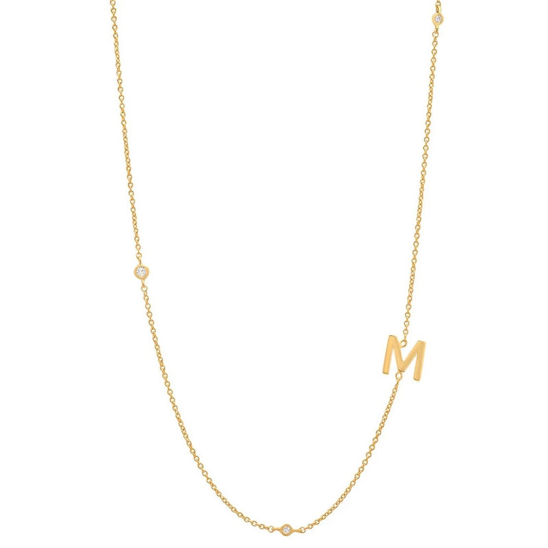 Initial side letter necklace