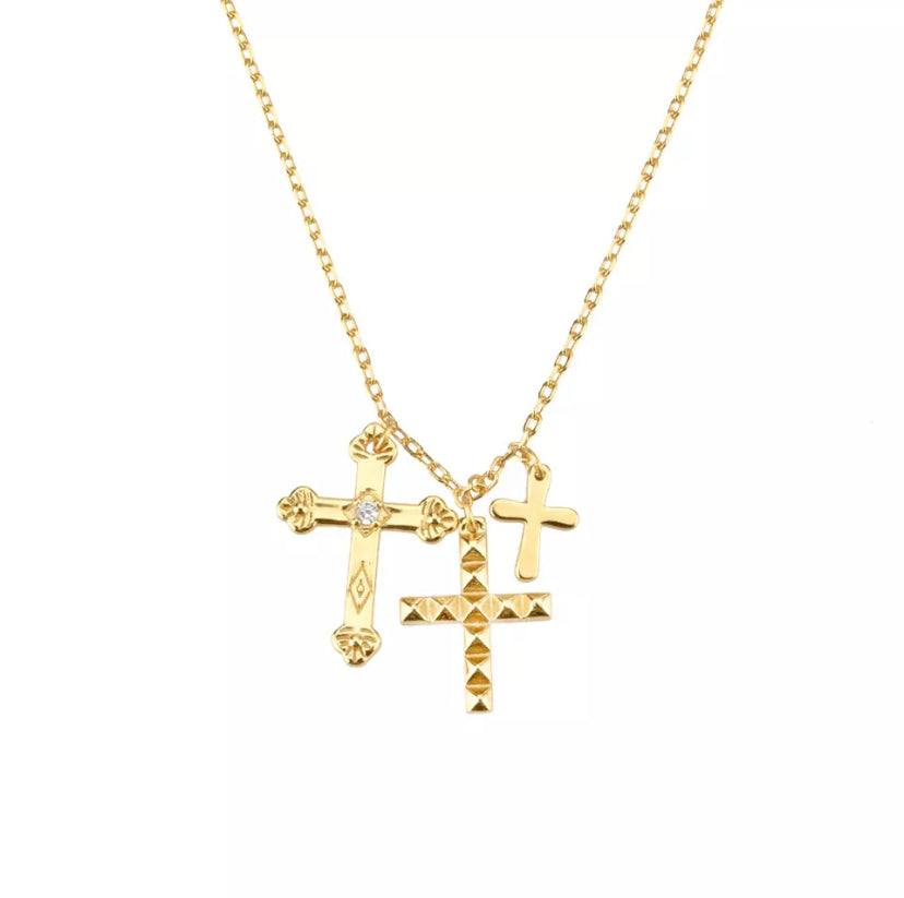 Trio Cross Necklace