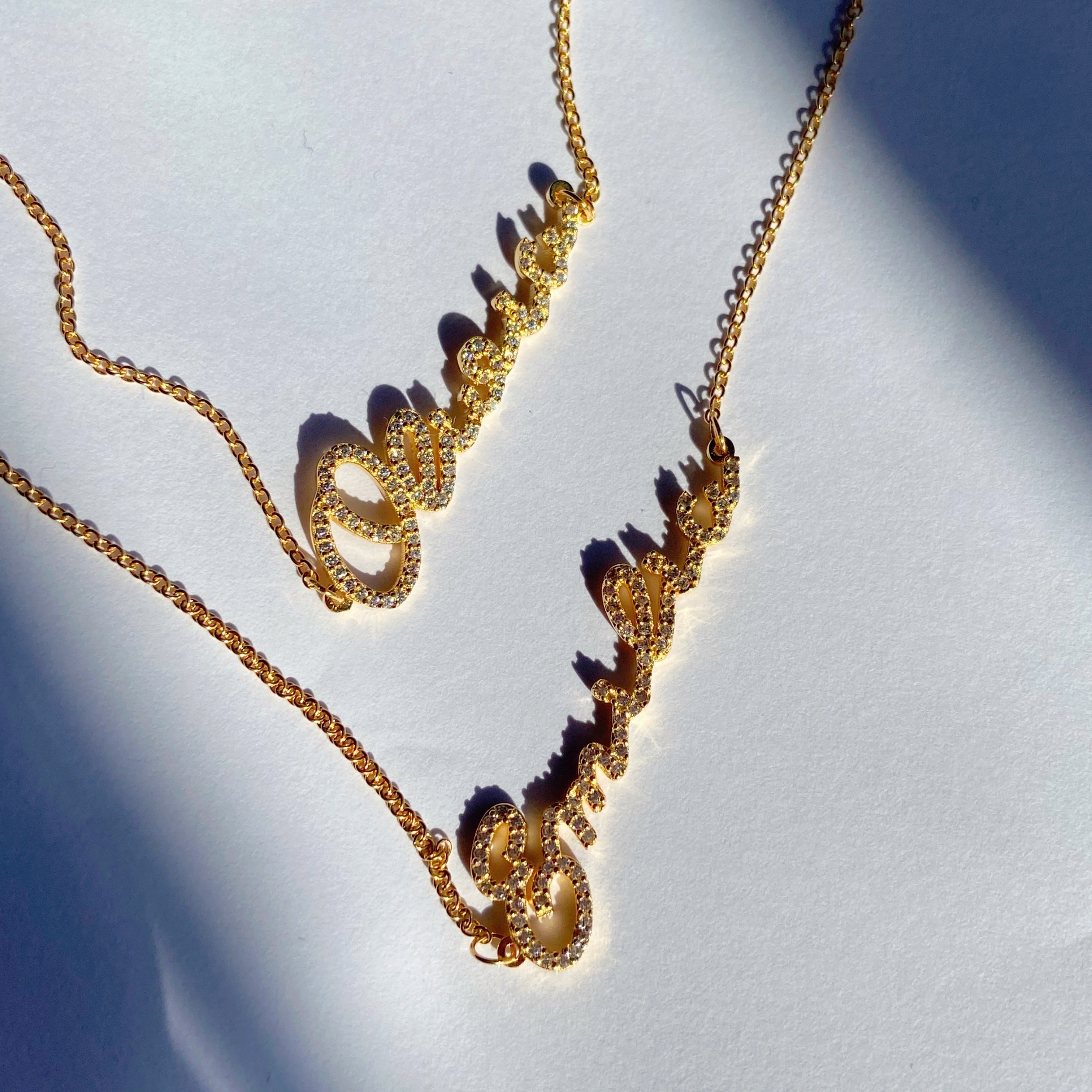 Pavé script name necklace